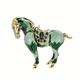 Oil Blue Horse Brooch With Diamond-Studded Lapel Pin
