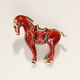 Oil Blue Horse Brooch With Diamond-Studded Lapel Pin