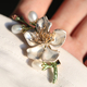 French-Style Qipao Enamel Freshwater Pearl Peach Blossom Brooch Pin