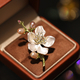 French-Style Qipao Enamel Freshwater Pearl Peach Blossom Brooch Pin