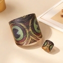 Pfauenfeder-Retro-Ethno-Pfauenfeder-Armband und offener Ring, Set