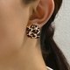 Bohemian Leopard Print Geometric Square Stud Earrings For Women