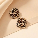 Bohemian Leopard Print Geometric Square Stud Earrings For Women