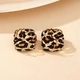 Bohemian Leopard Print Geometric Square Stud Earrings For Women