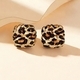 Bohemian Leopard Print Geometric Square Stud Earrings For Women