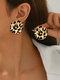 Bohemian Leopard Print Geometric Square Stud Earrings For Women