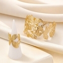 Schmetterling-Blume-Hohlraum, offenes verstellbares Armband-Ring-Set
