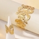 Butterfly Flower Hollow Open Adjustable Bracelet Ring Set