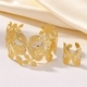 Butterfly Flower Hollow Open Adjustable Bracelet Ring Set