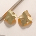 Square Twisted Pleated Metal Stud Earrings With Leopard Print