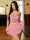Rosa rosa Schmetterling-Mesh-transparentes Taillen-Cami-Babydoll-Kleid