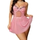 Rosa rosa Schmetterling-Mesh-transparentes Taillen-Cami-Babydoll-Kleid