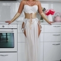 White Waist Cincher Lingerie Set Role Play Corset