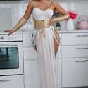 White Waist Cincher Lingerie Set Role Play Corset