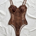 Brown Lace Corset Bodysuit