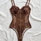 Brown Lace Corset Bodysuit