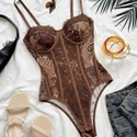 Brown Lace Corset Bodysuit