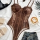 Brown Lace Corset Bodysuit