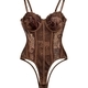 Brown Lace Corset Bodysuit