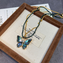 Vintage Gold-Plated Butterfly Necklace And S925 Earrings Set
