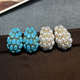 Turquoise Bean Earrings Gold-Plated S925 French Style