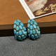 Turquoise Bean Earrings Gold-Plated S925 French Style