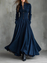 Französisches Vintage-Kleid aus Wildlederimitat mit Spitzenbesatz