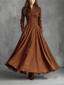 Französisches Vintage-Kleid aus Wildlederimitat mit Spitzenbesatz