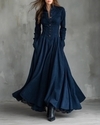 Französisches Vintage-Kleid aus Wildlederimitat mit Spitzenbesatz