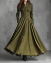 Französisches Vintage-Kleid aus Wildlederimitat mit Spitzenbesatz