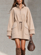 Women's Long Sleeve Half-Zip Drawstring Casual Dress