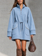 Women's Long Sleeve Half-Zip Drawstring Casual Dress