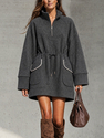Women's Long Sleeve Half-Zip Drawstring Casual Dress