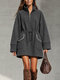 Women's Long Sleeve Half-Zip Drawstring Casual Dress