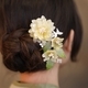 U-Shaped Glass Peony Flower Hairpin Chinese Style Updo Hair Fork