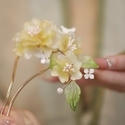 U-Shaped Glass Peony Flower Hairpin Chinese Style Updo Hair Fork