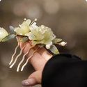 U-Shaped Glass Peony Flower Hairpin Chinese Style Updo Hair Fork