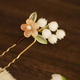 U-Shaped Glass Peony Flower Hairpin Chinese Style Updo Hair Fork