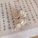 U-Shaped Glass Peony Flower Hairpin Chinese Style Updo Hair Fork