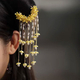 U-Shaped Glass Peony Flower Hairpin Chinese Style Updo Hair Fork