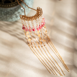 Pink Jade Tassel Hairpin One Piece