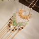 U-Shaped Glass Peony Flower Hairpin Chinese Style Updo Hair Fork