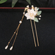 U-Shaped Glass Peony Flower Hairpin Chinese Style Updo Hair Fork