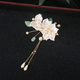 U-Shaped Glass Peony Flower Hairpin Chinese Style Updo Hair Fork