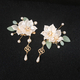 U-Shaped Glass Peony Flower Hairpin Chinese Style Updo Hair Fork