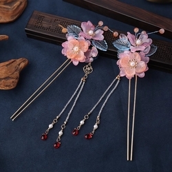 Pink Peach Blossom Hairpin