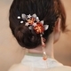 U-Shaped Glass Flower Hair Comb Traditional Chinese Style