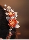 U-Shaped Glass Flower Hair Comb Traditional Chinese Style