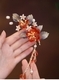 U-Shaped Glass Flower Hair Comb Traditional Chinese Style