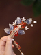 U-Shaped Glass Flower Hair Comb Traditional Chinese Style